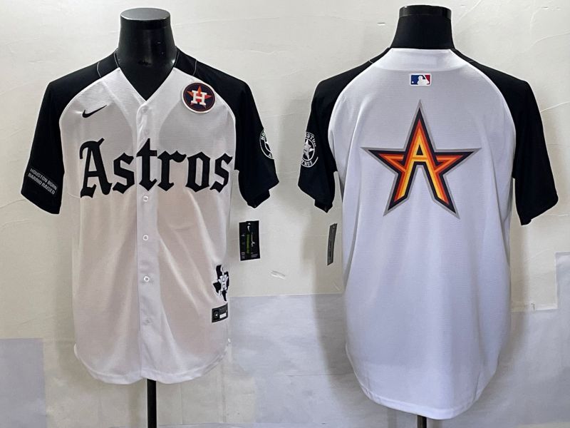 Men 2025 Houston Astros Blank White Black Five generations Joint Name Nike MLB Jersey style 11